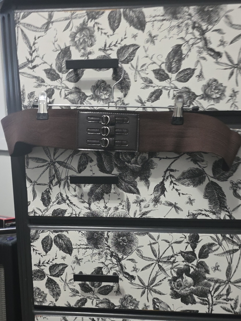 Brown Elastic Waist Belt with Triple Buckle
